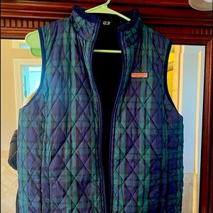 Plaid, reversible fleece Vineyard Vine vest in great condition.